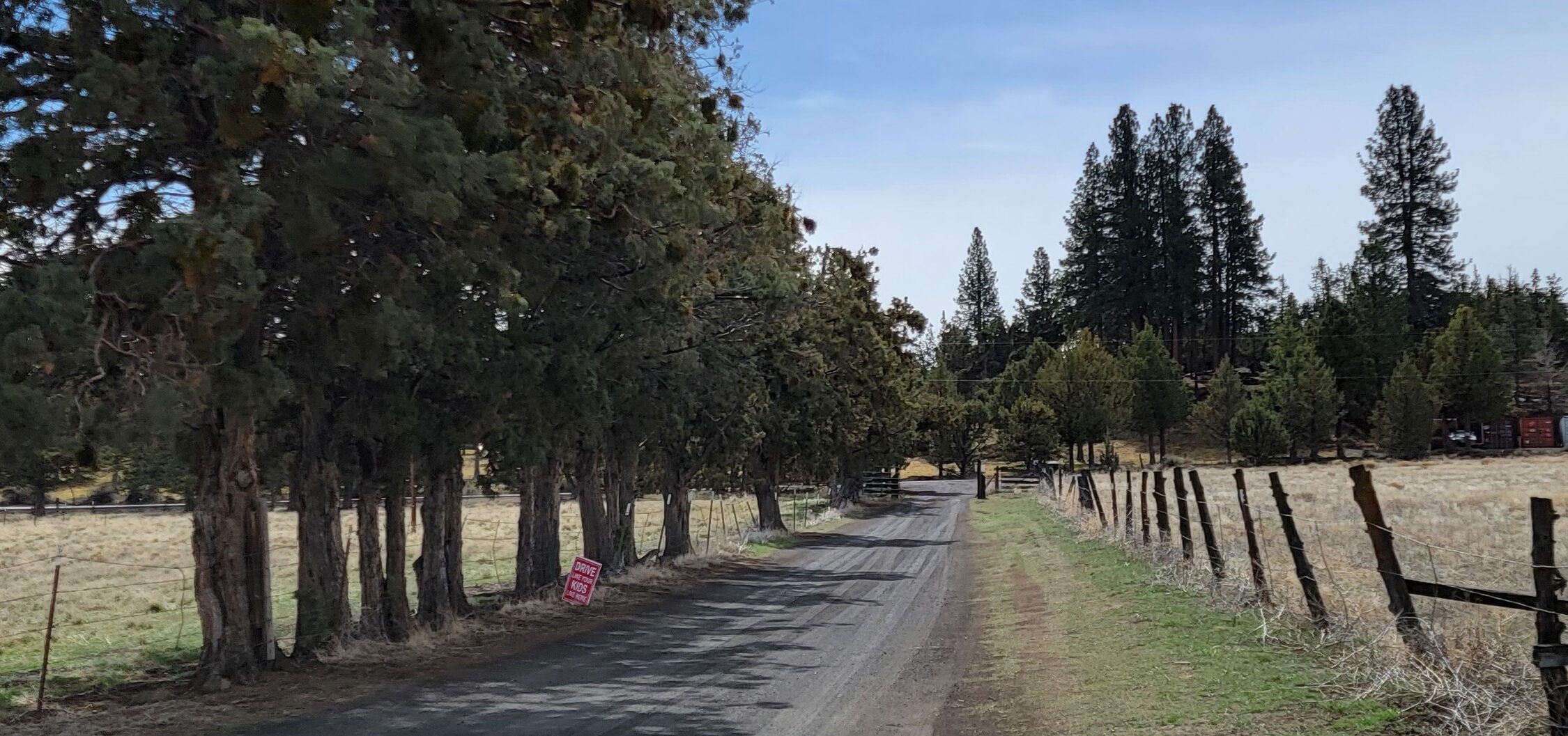 a gravel road leading to Tillicum Park