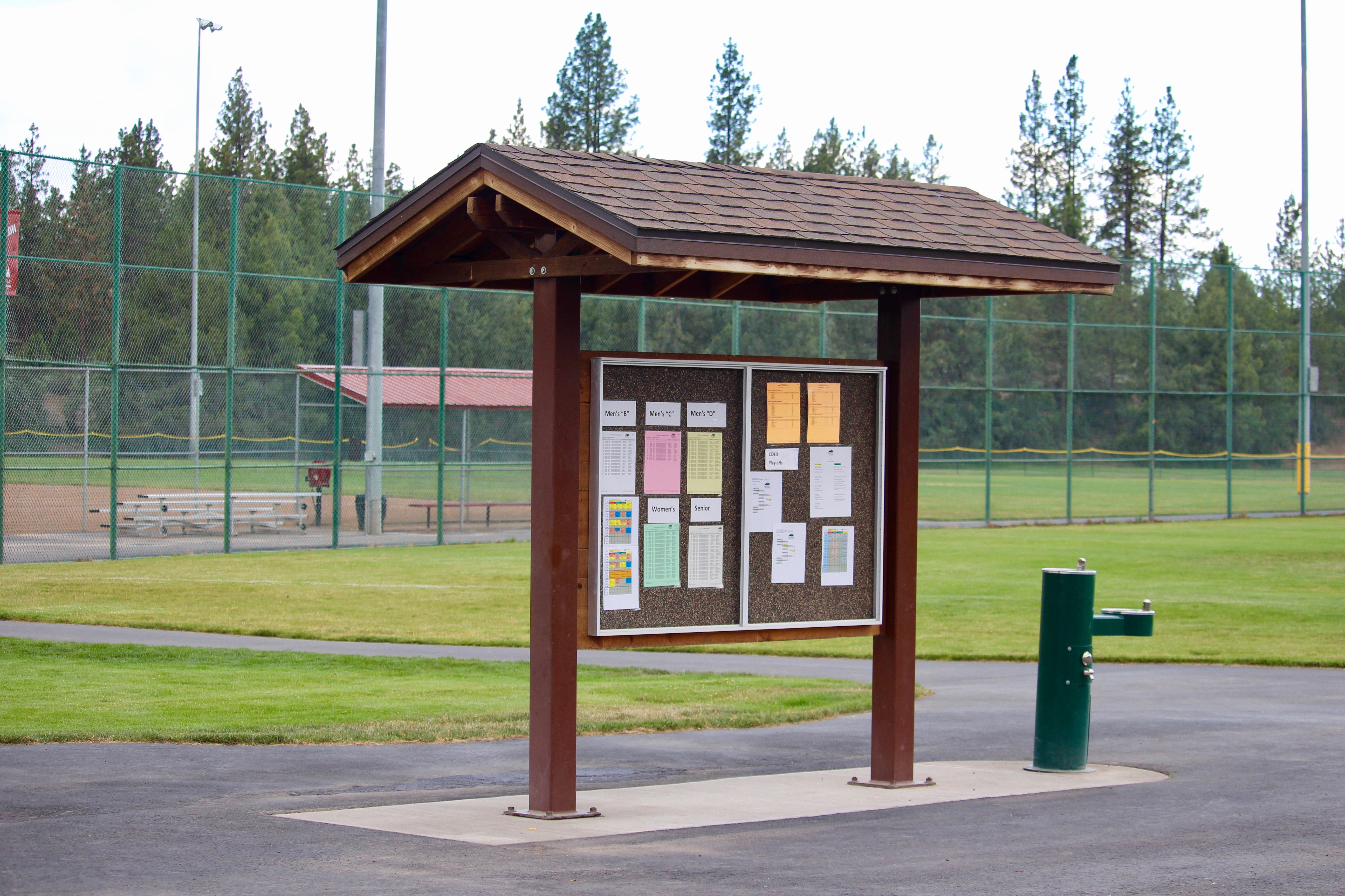 Photograph of bulletin board at Skyline Sports Complex