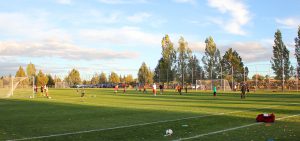 A soccer game at Big Sky Park.