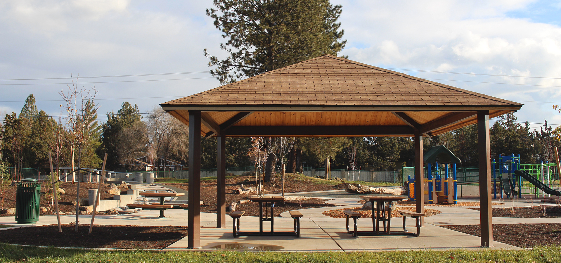 The picnic shelter at Canal Row Park.