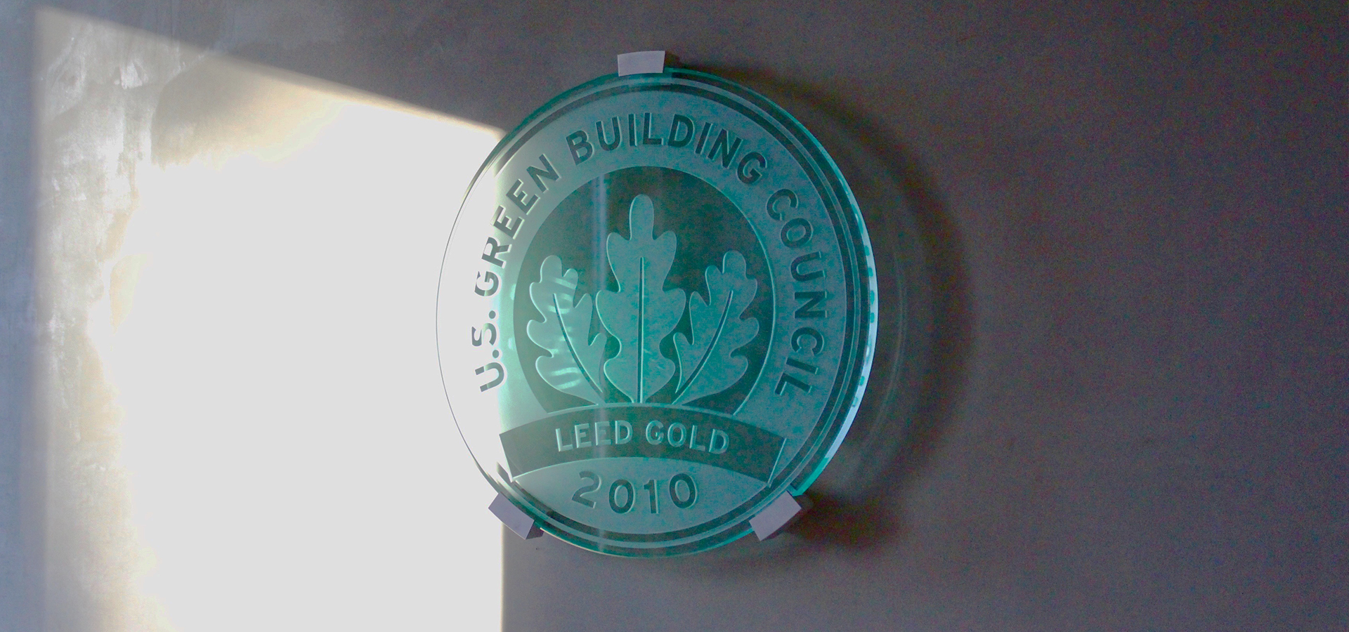 The leeds certification sign at the BPRD office.