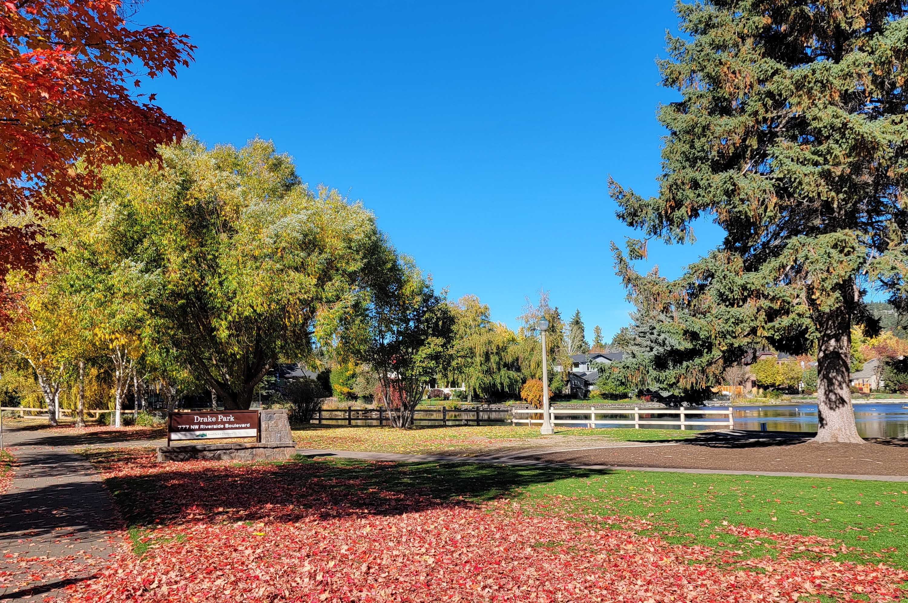 the river access beach at lower drake park