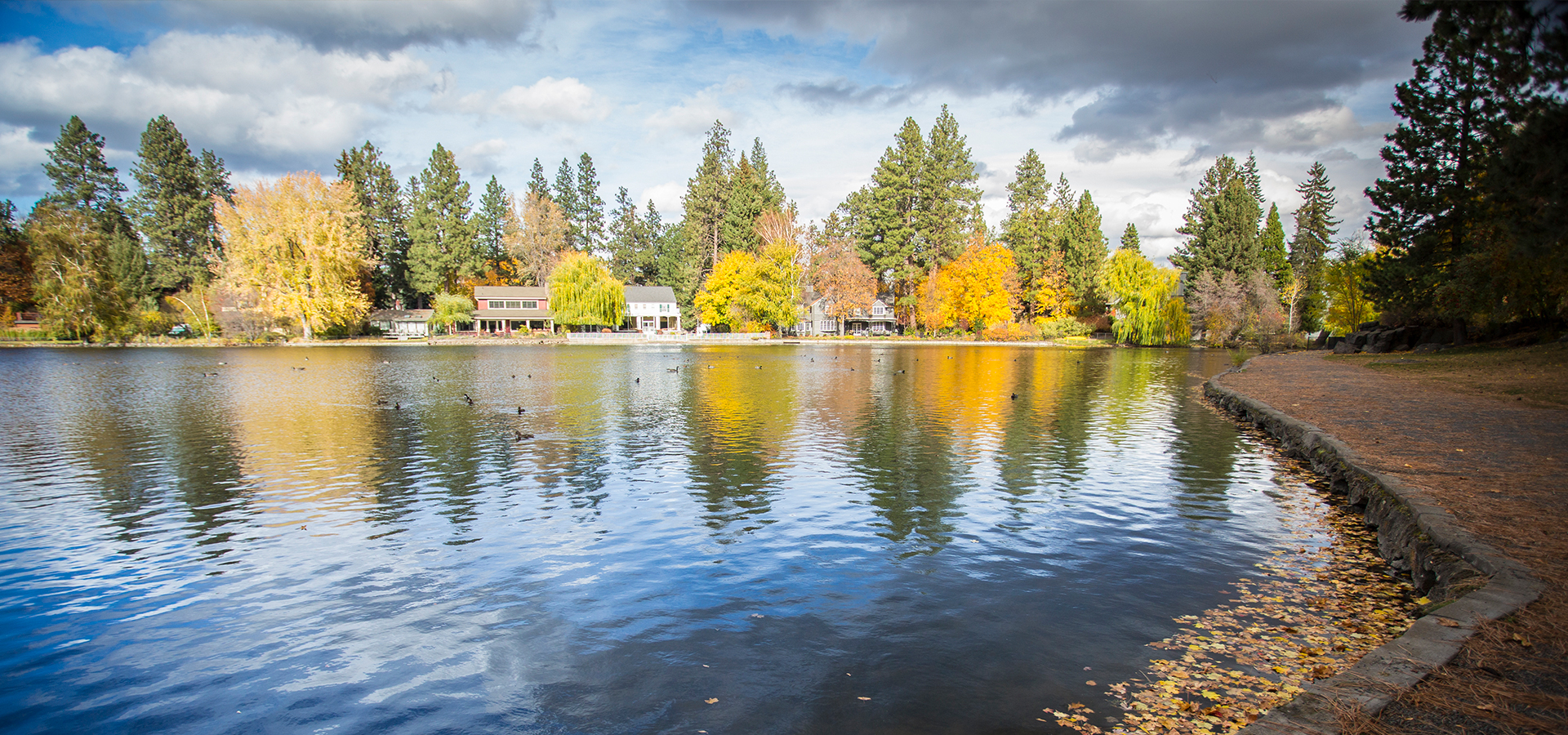 Mirror Pond in the fall.