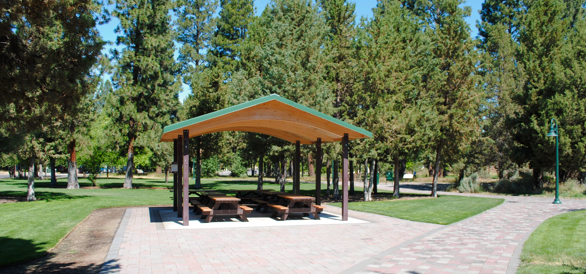 The picnic shelter at Larkspur Park.
