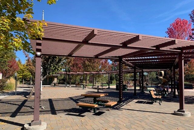 the gazebo and picnic benches at larkspur park