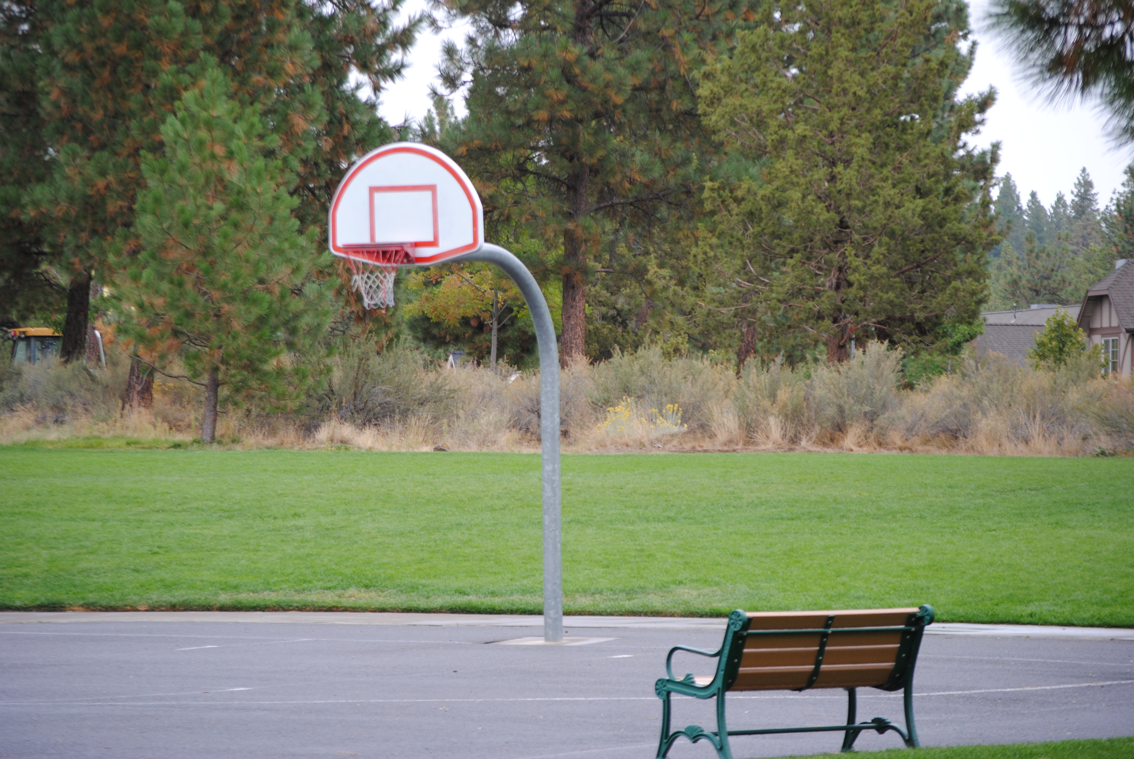 The half court basketball at Lewis and Clark park