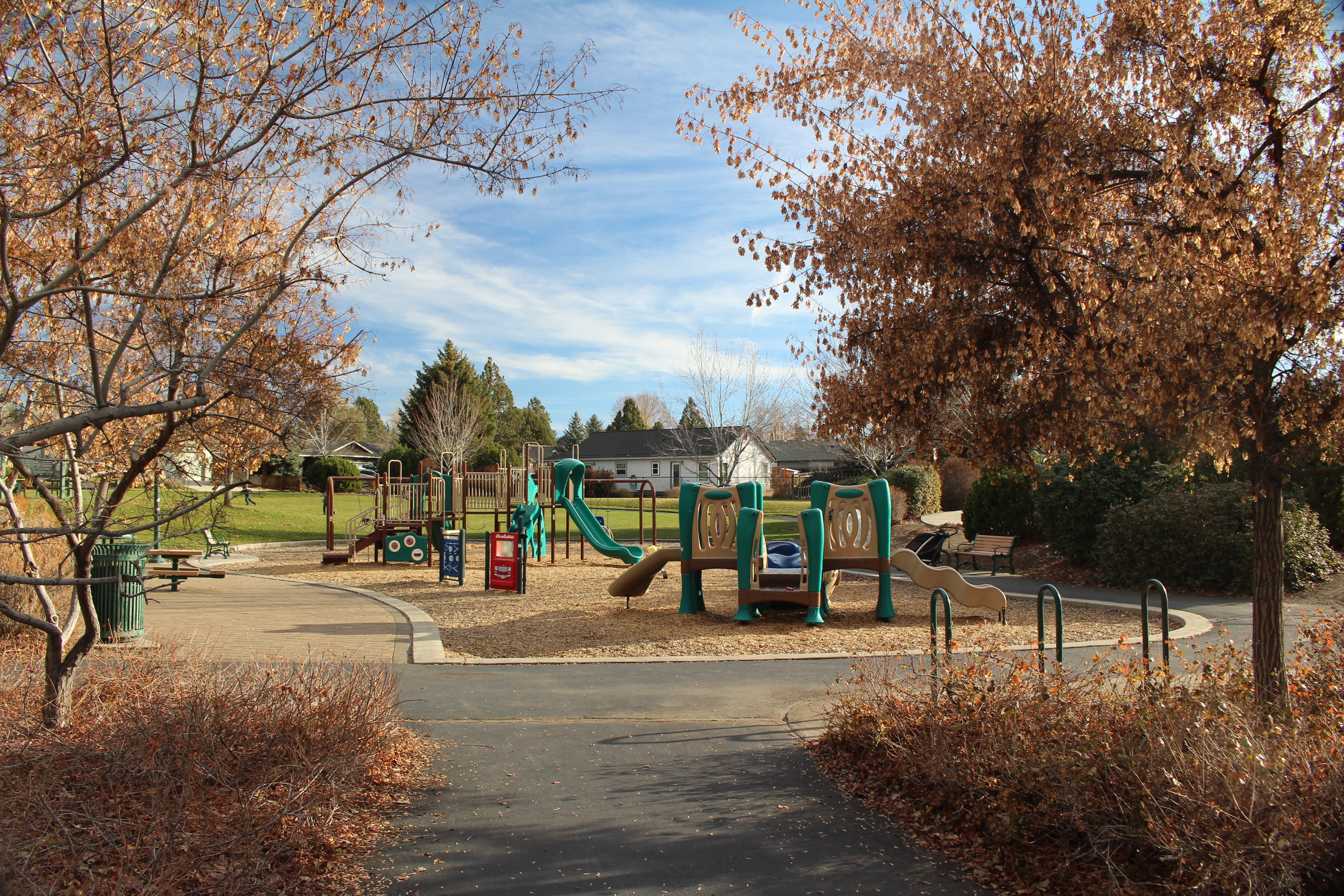 a view of the mountain view park playground in fall