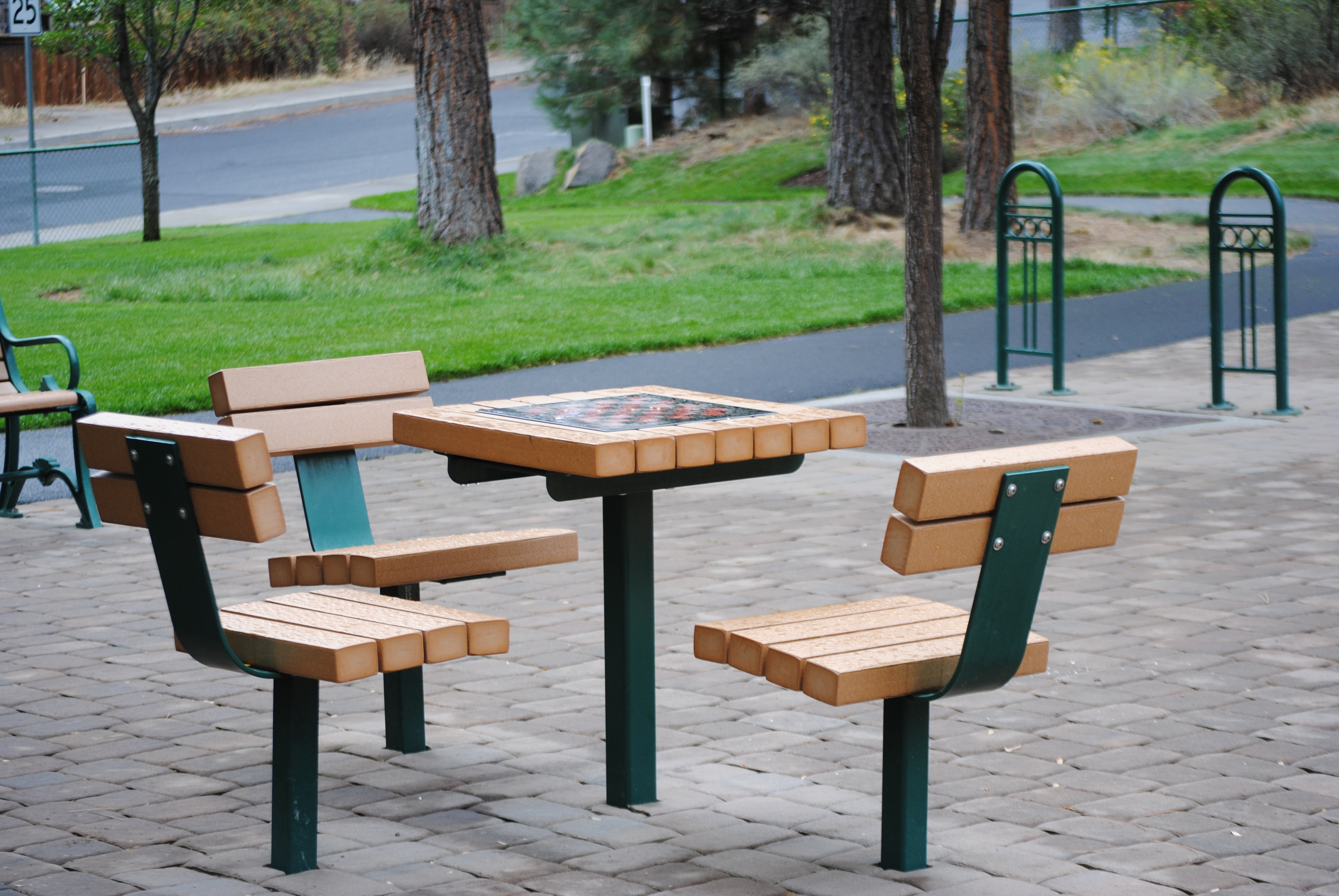 table top checker board at overturf park