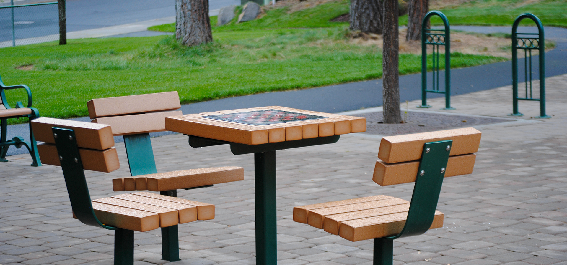 A picnic table at Overturf Park.