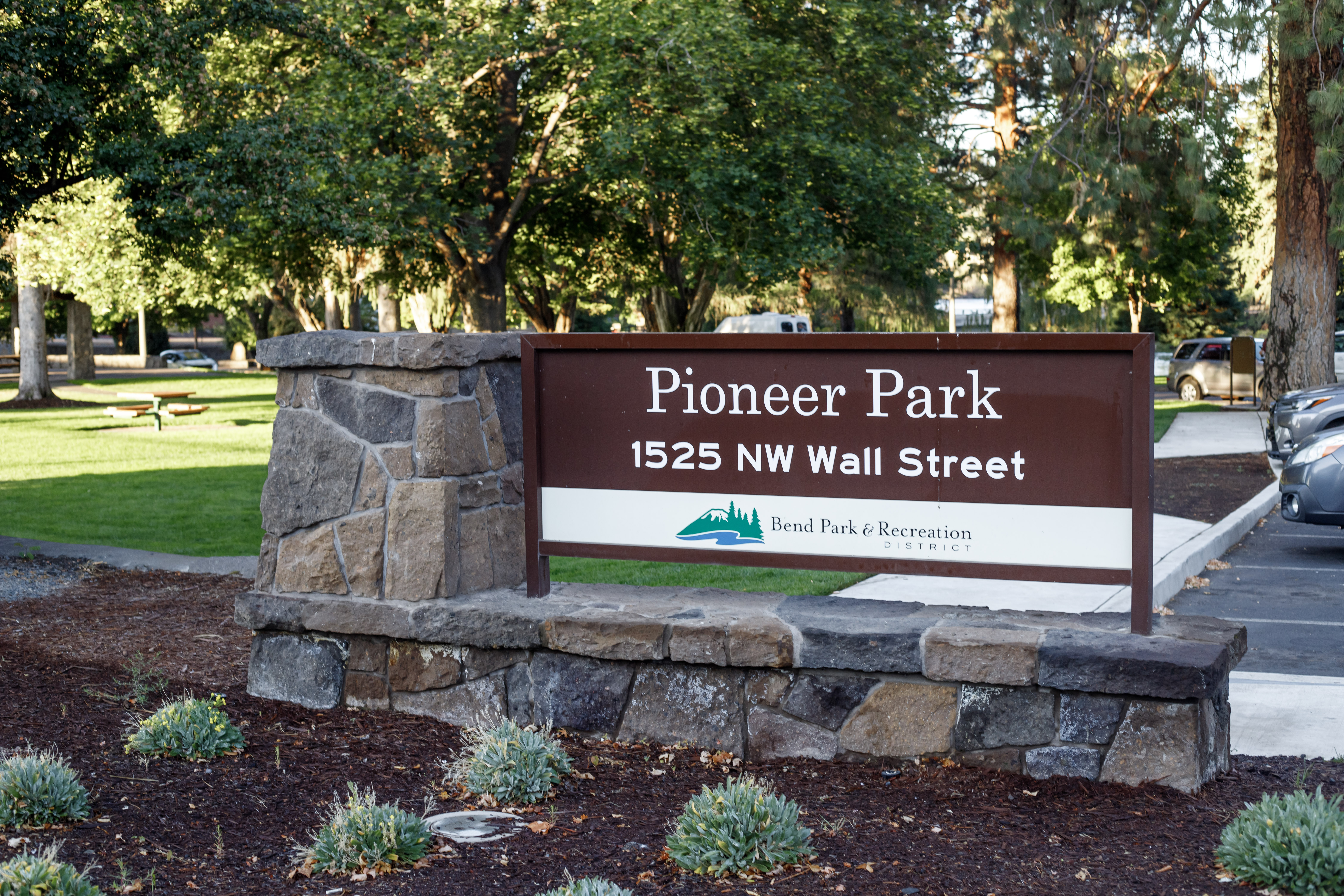 Pioneer park entrance sign