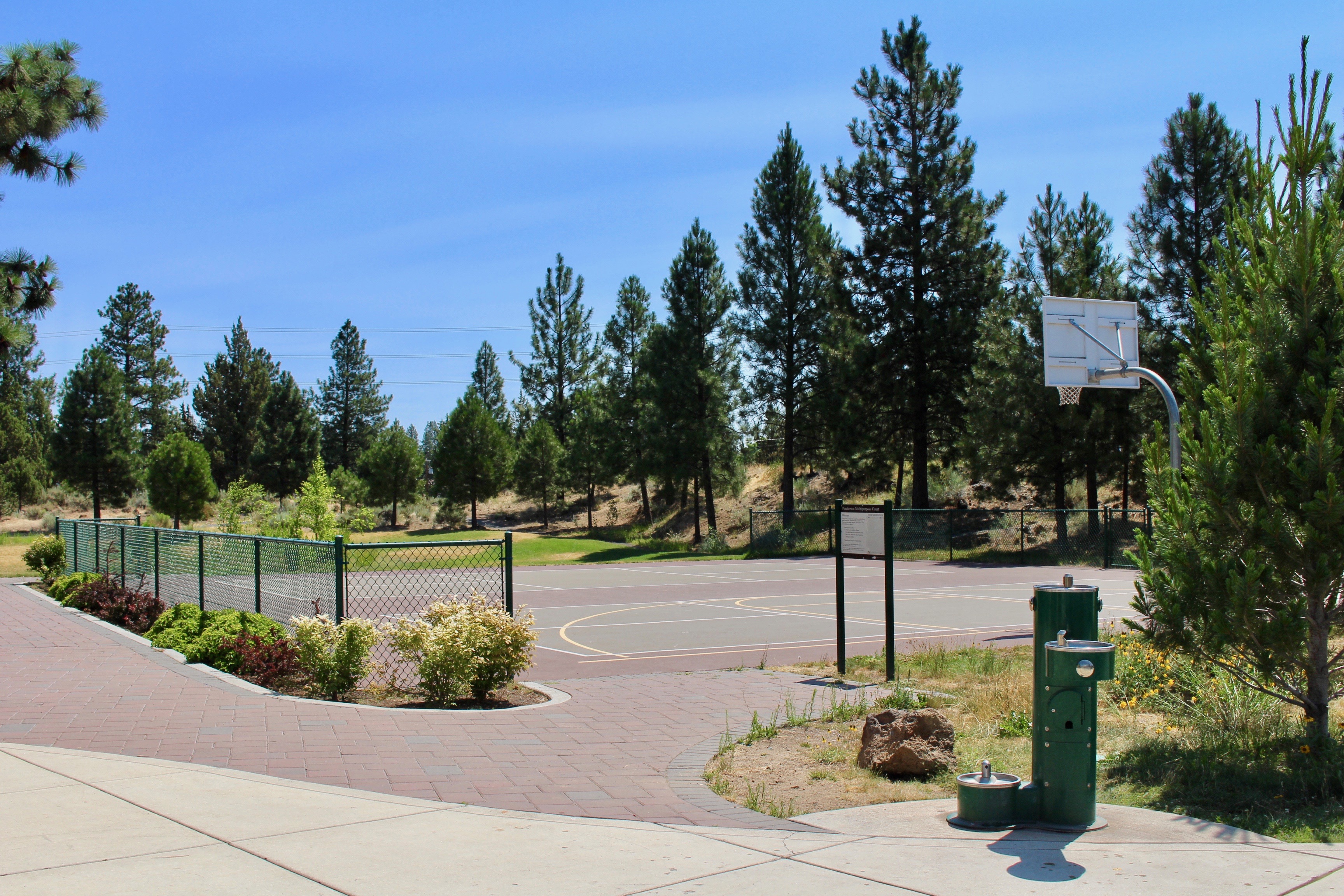 the combined basketball and pickleball court at ponderosa