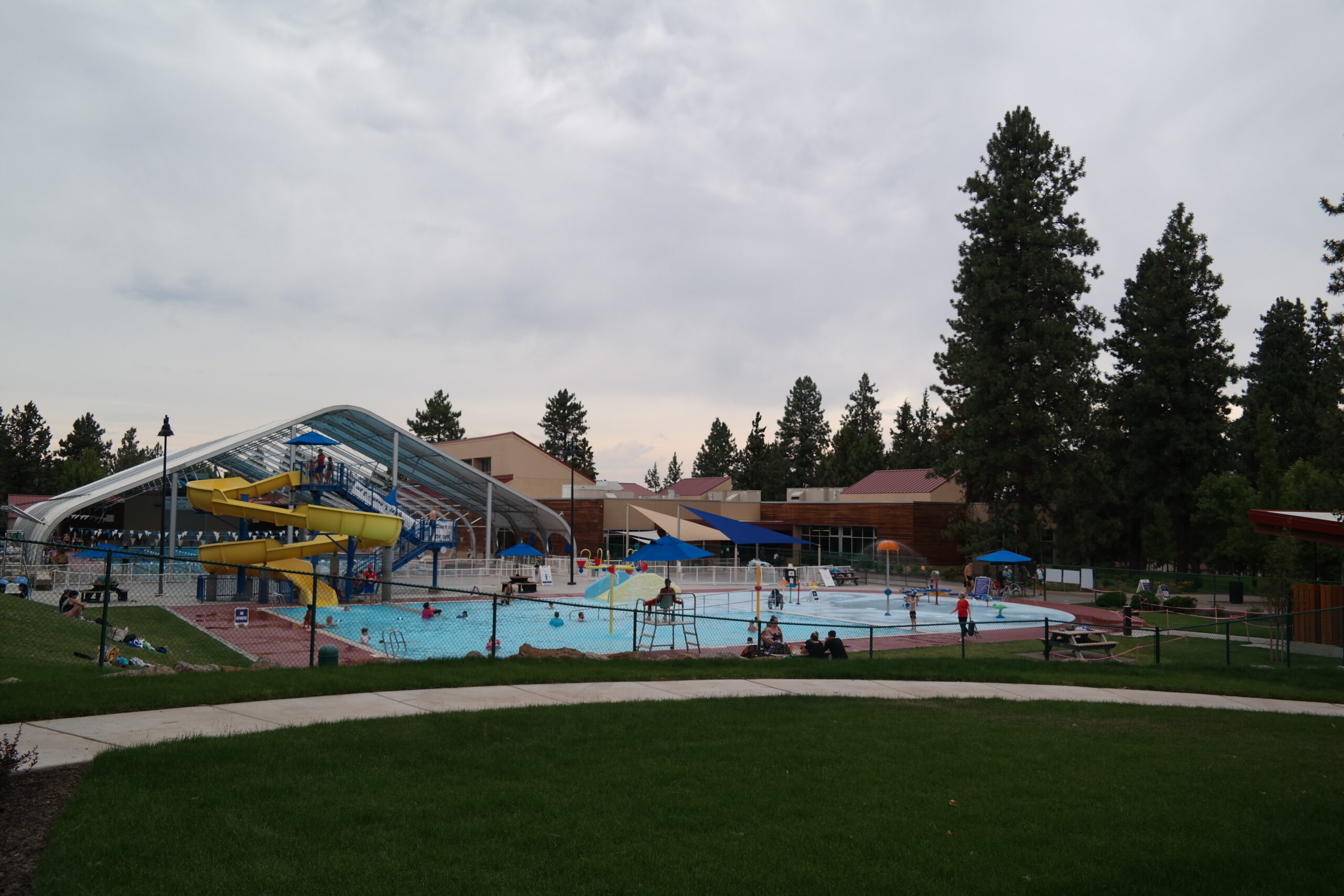 The outdoor activity pool at Juniper from a distance