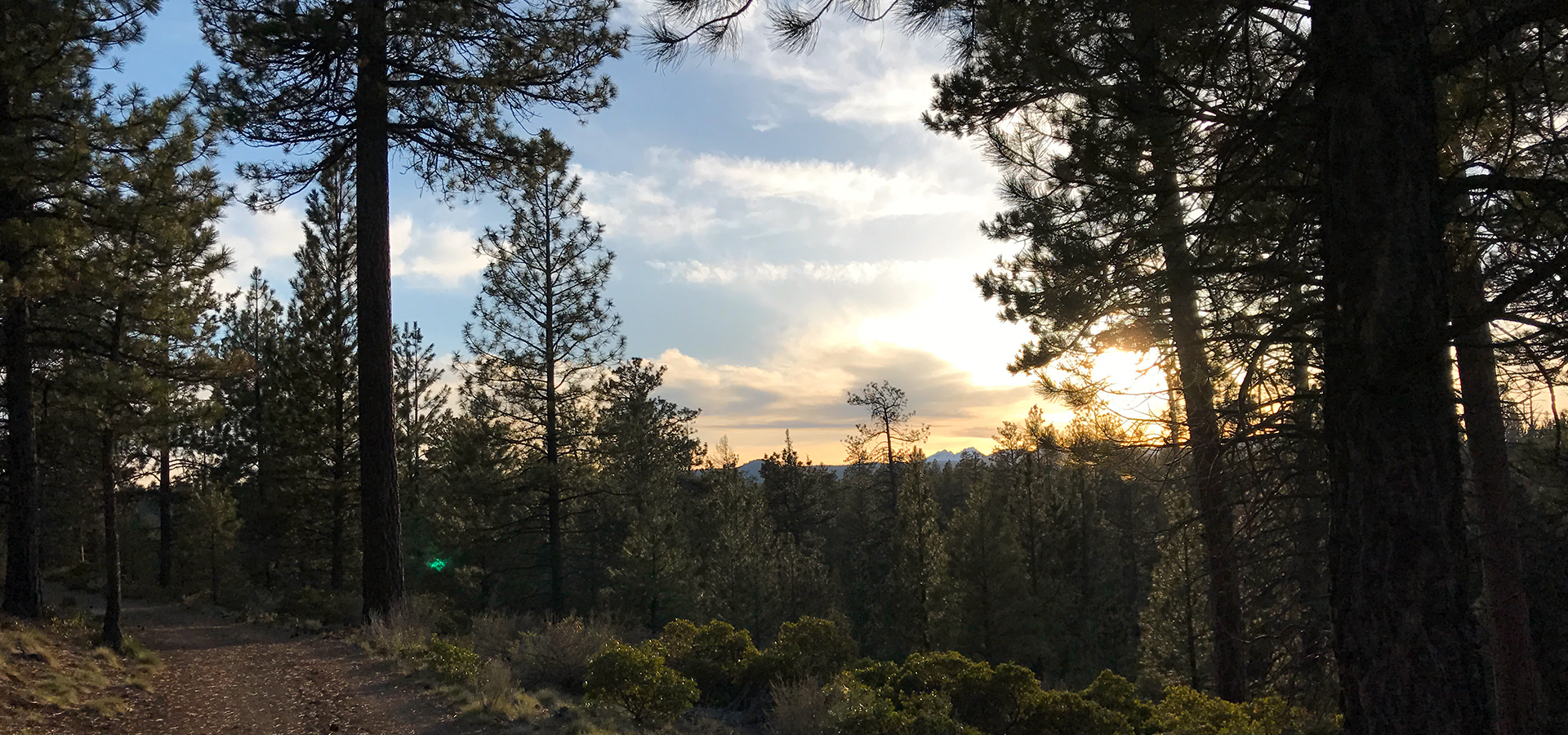 The sun setting over the cascades from Shevlin Park.