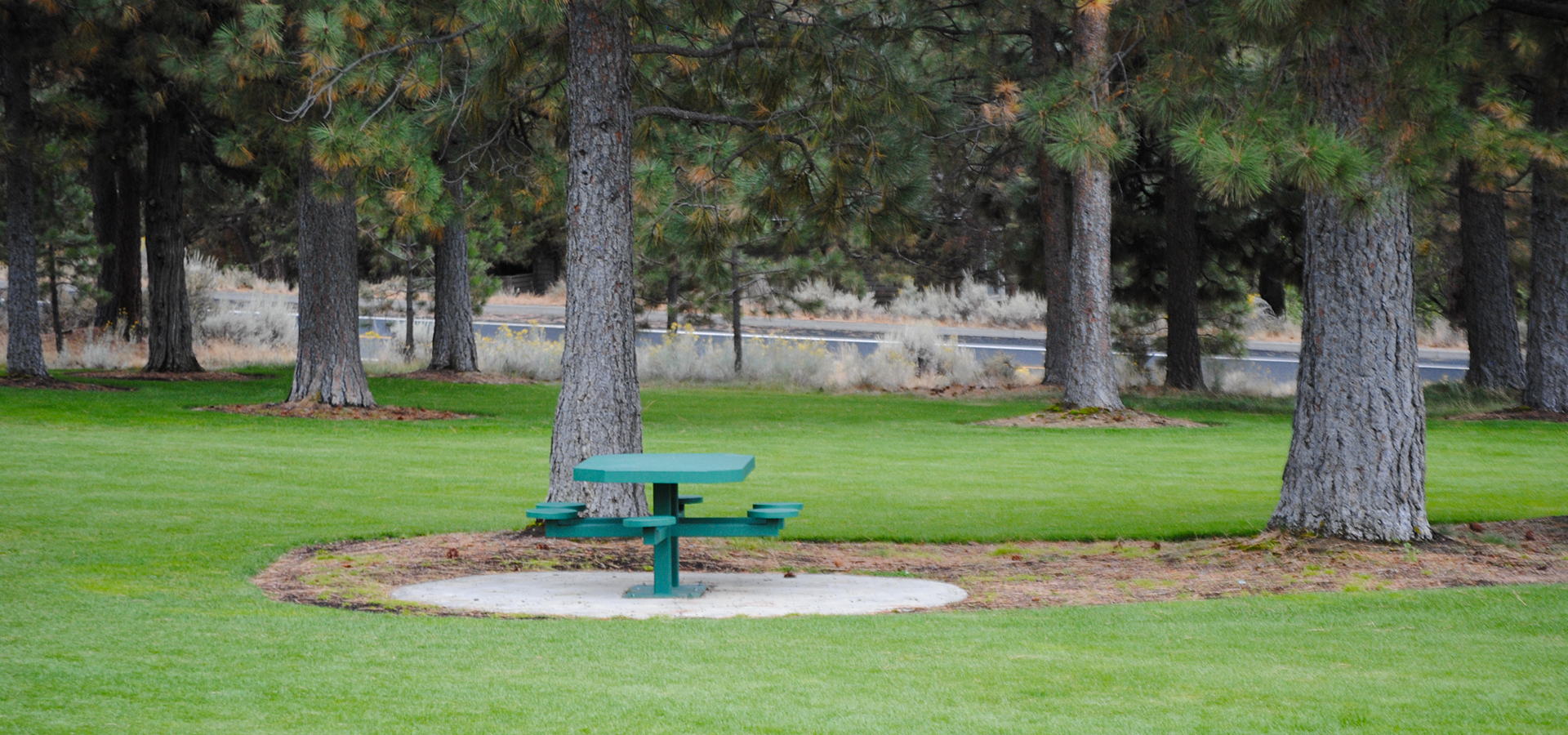 A picnic table at Summit Park.