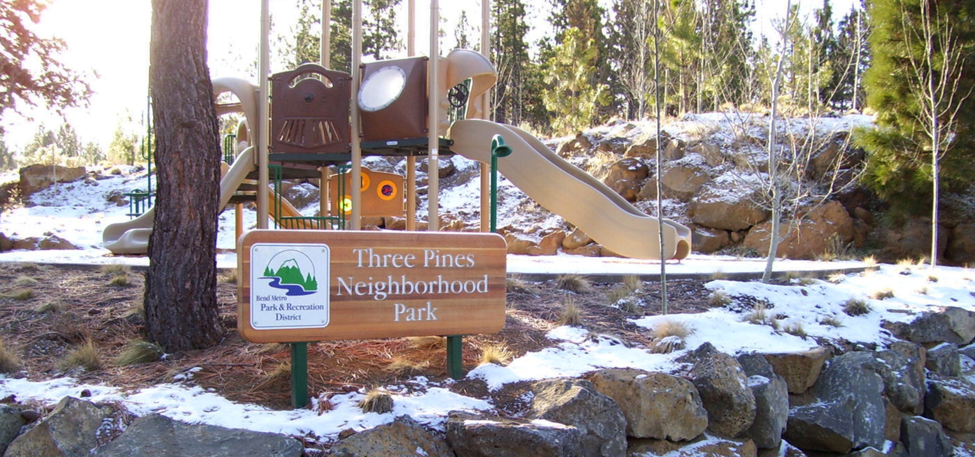 The playground at Three Pines Park.