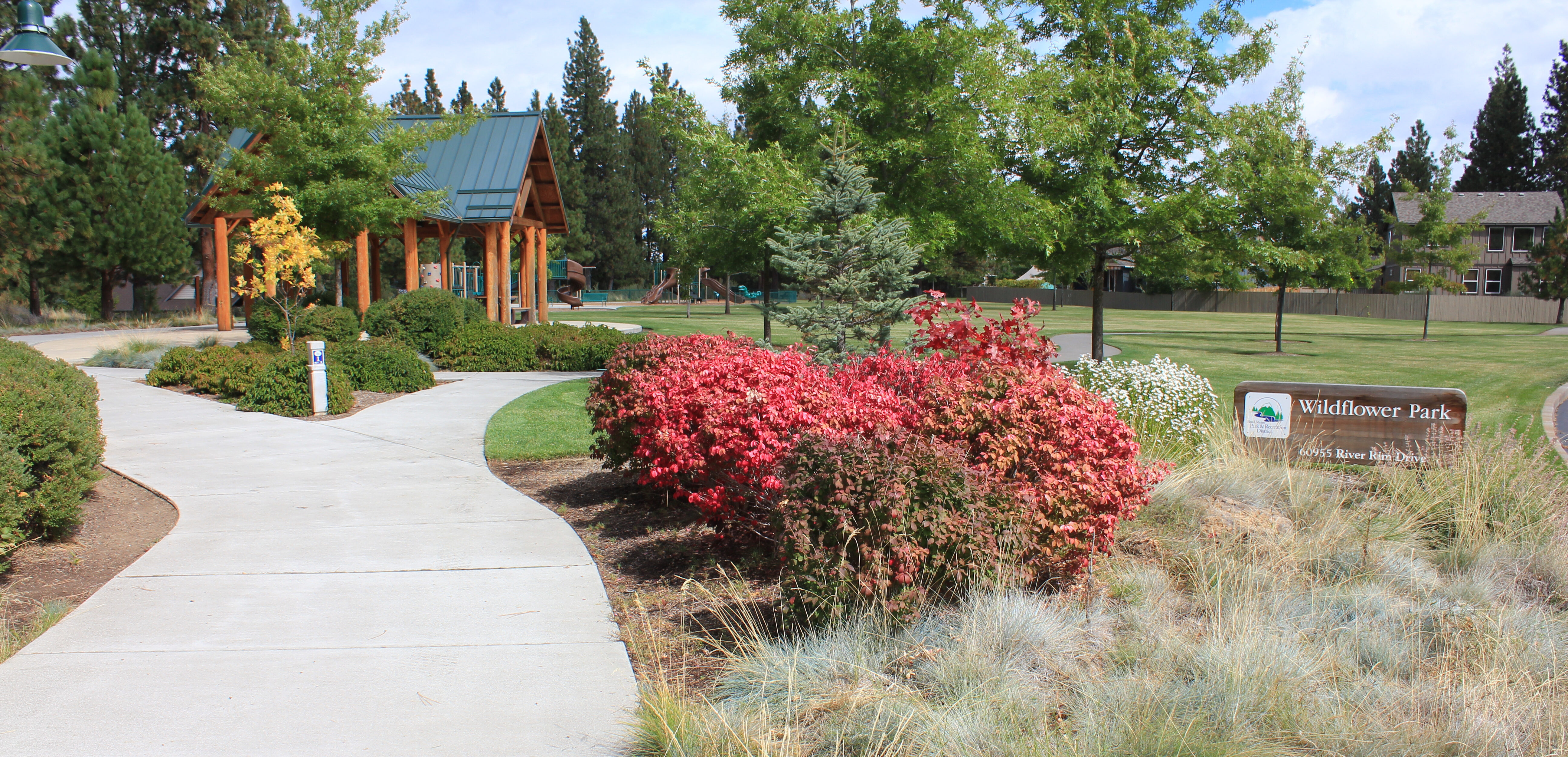 Wildflower Park shelter and pathways