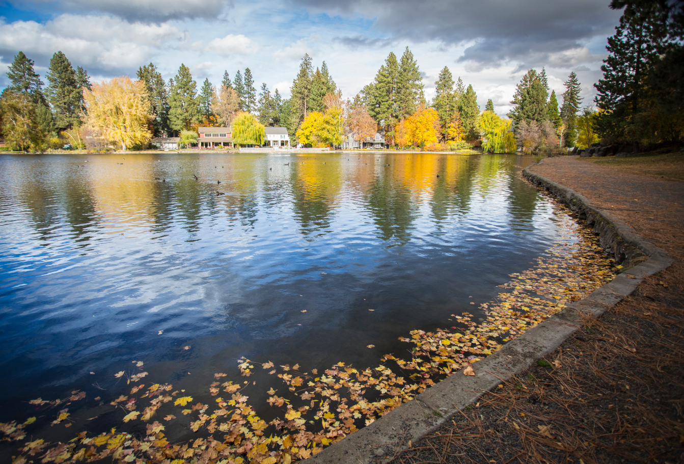 Mirror Pond in the fall.