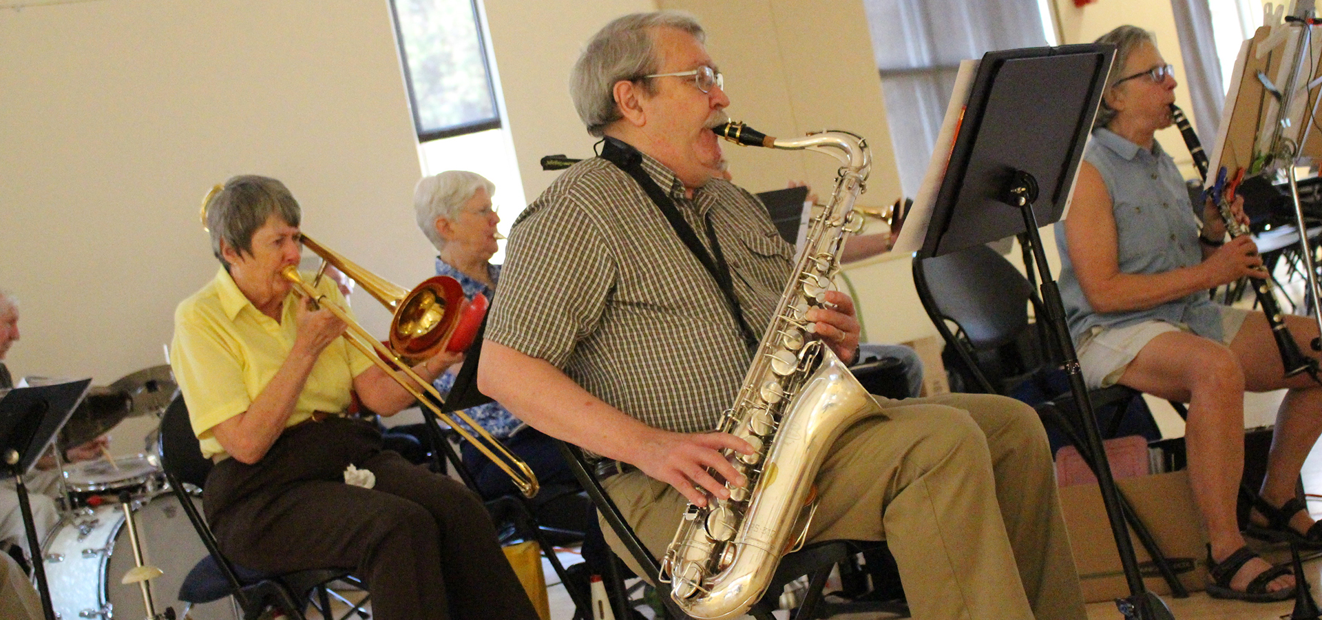 A concert band playing music.