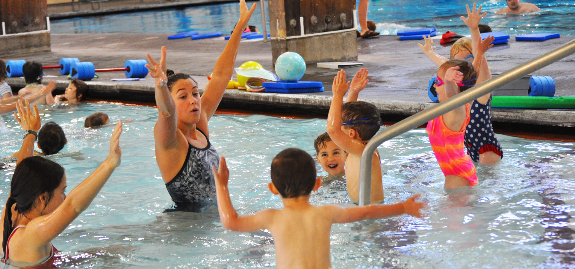 A swim lesson with kids at Juniper.