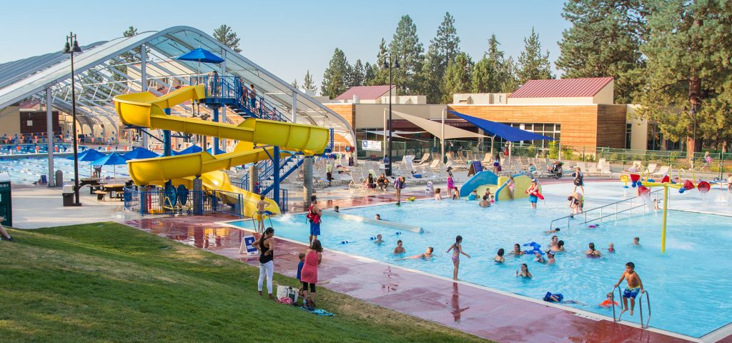 A busy outdoor recreation pool at Juniper.