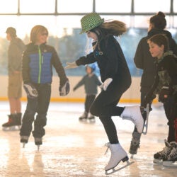 children skating during a public open skating session at The Pavilion in Bend.