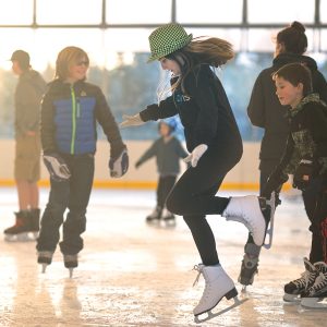 children skating during a public open skating session at The Pavilion in Bend.