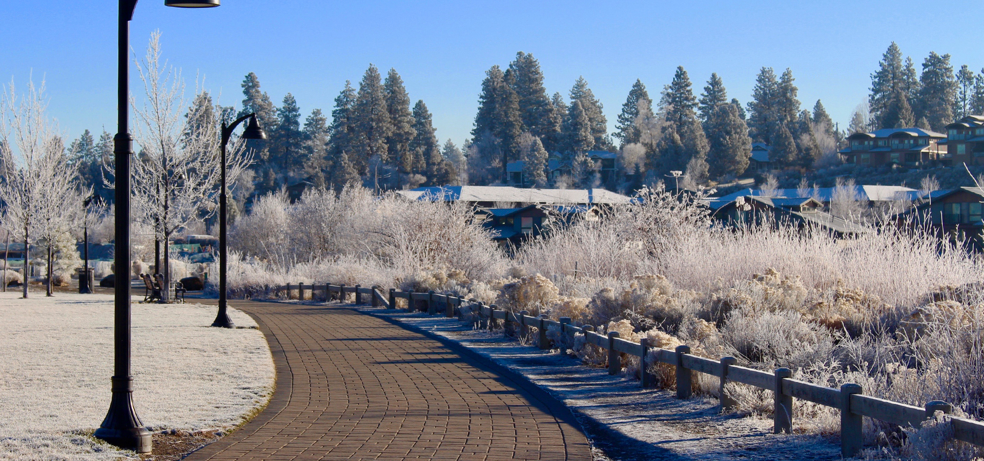 The path at Riverbend Park on a frosty morning.