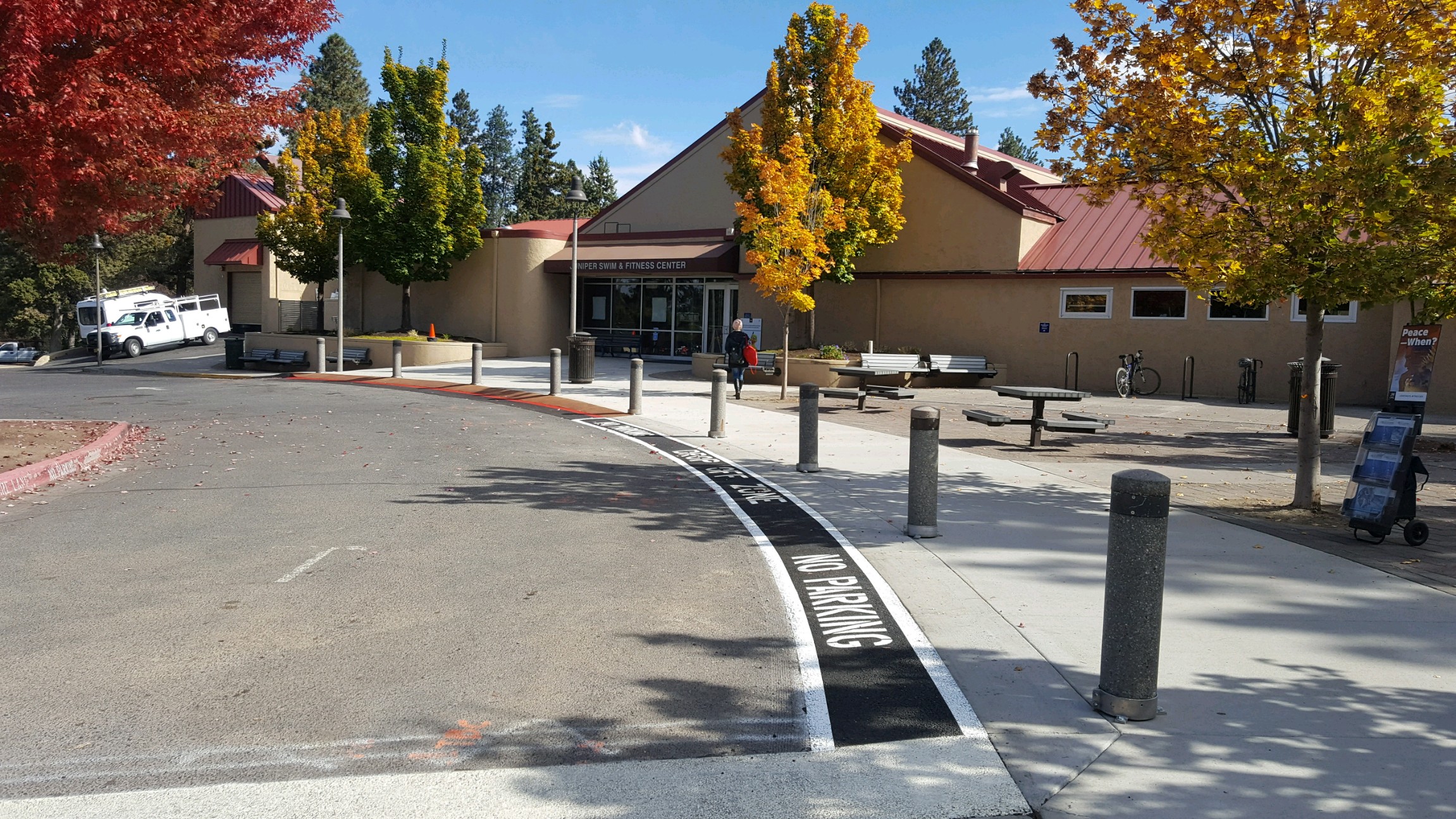 Image of the ADA parking lot and entrance improvements in the north parking lot at Juniper Swim and Fitness Center.