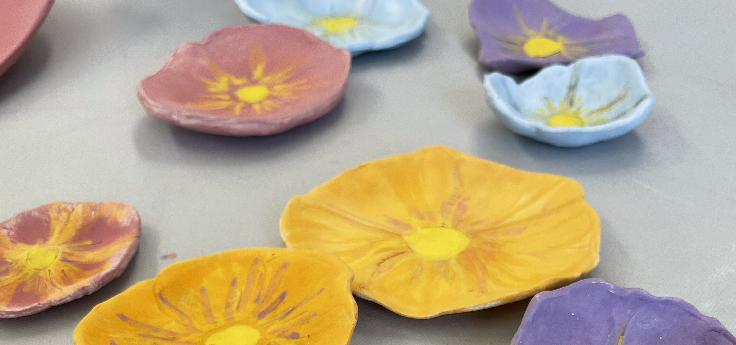colorful clay flower petals