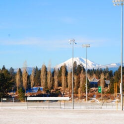Mt. Bachelor in the distance at Skyline Sports Complex.