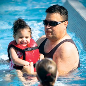 Image of a family at Family Recreation Swim in Bend Oregon.