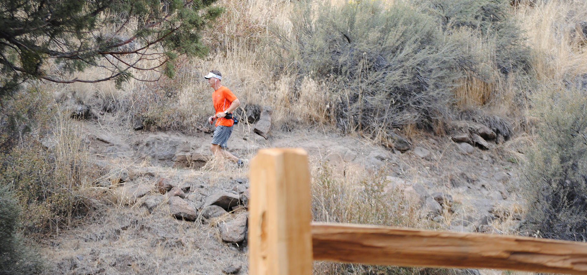A trail runner at First Street Rapids park
