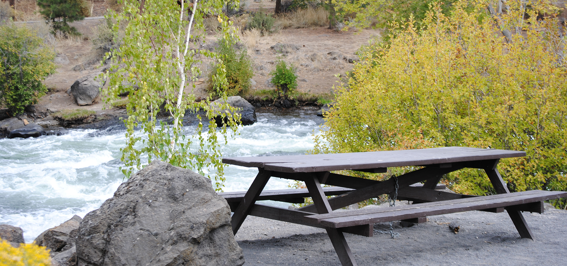 Picnic table at First Street Rapids Park