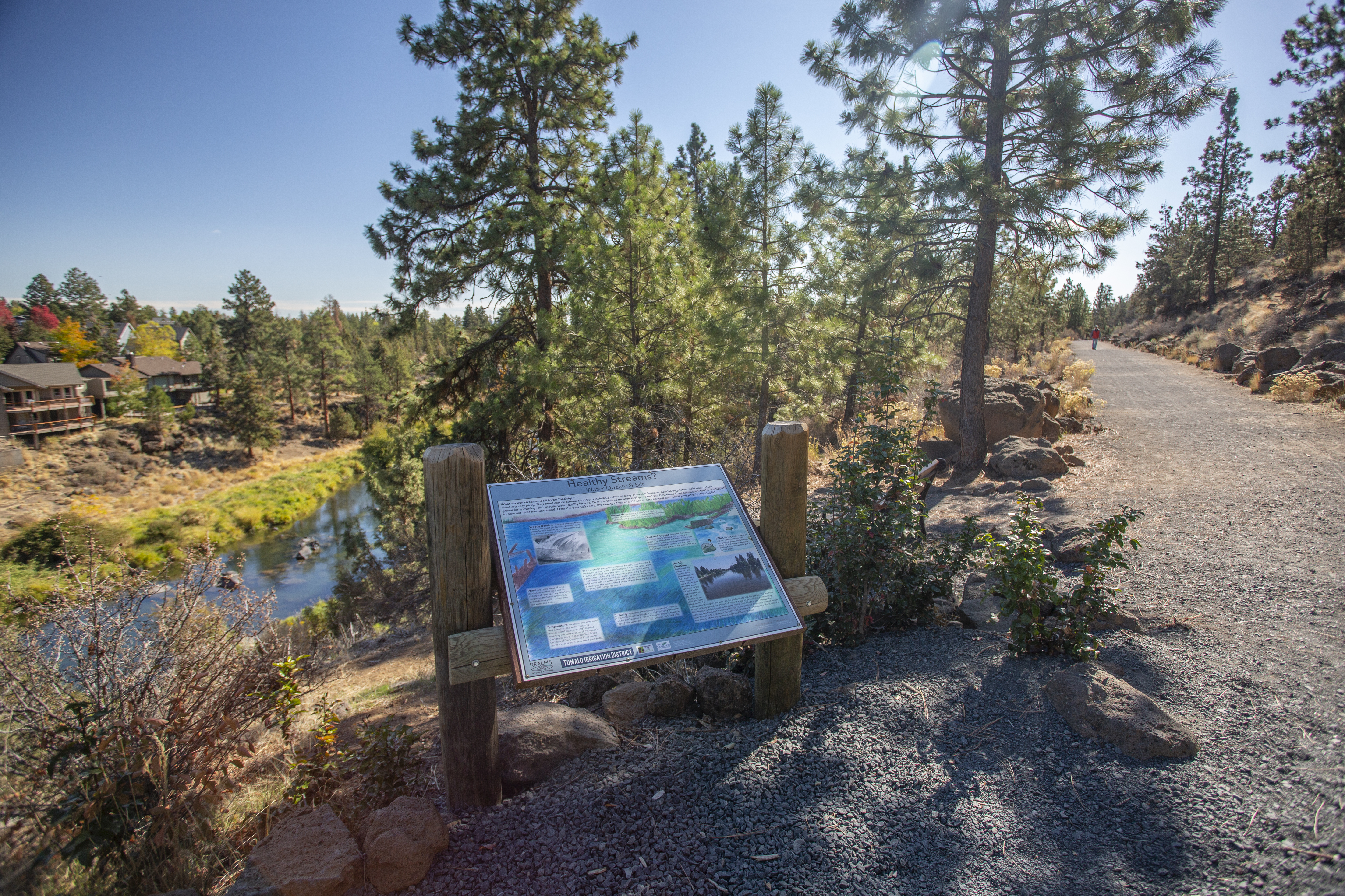 An interpretive sign along the DRT Awbrey Reach