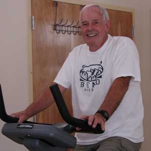Image of a cardio bicycle in the Bend Senior Center fitness room.