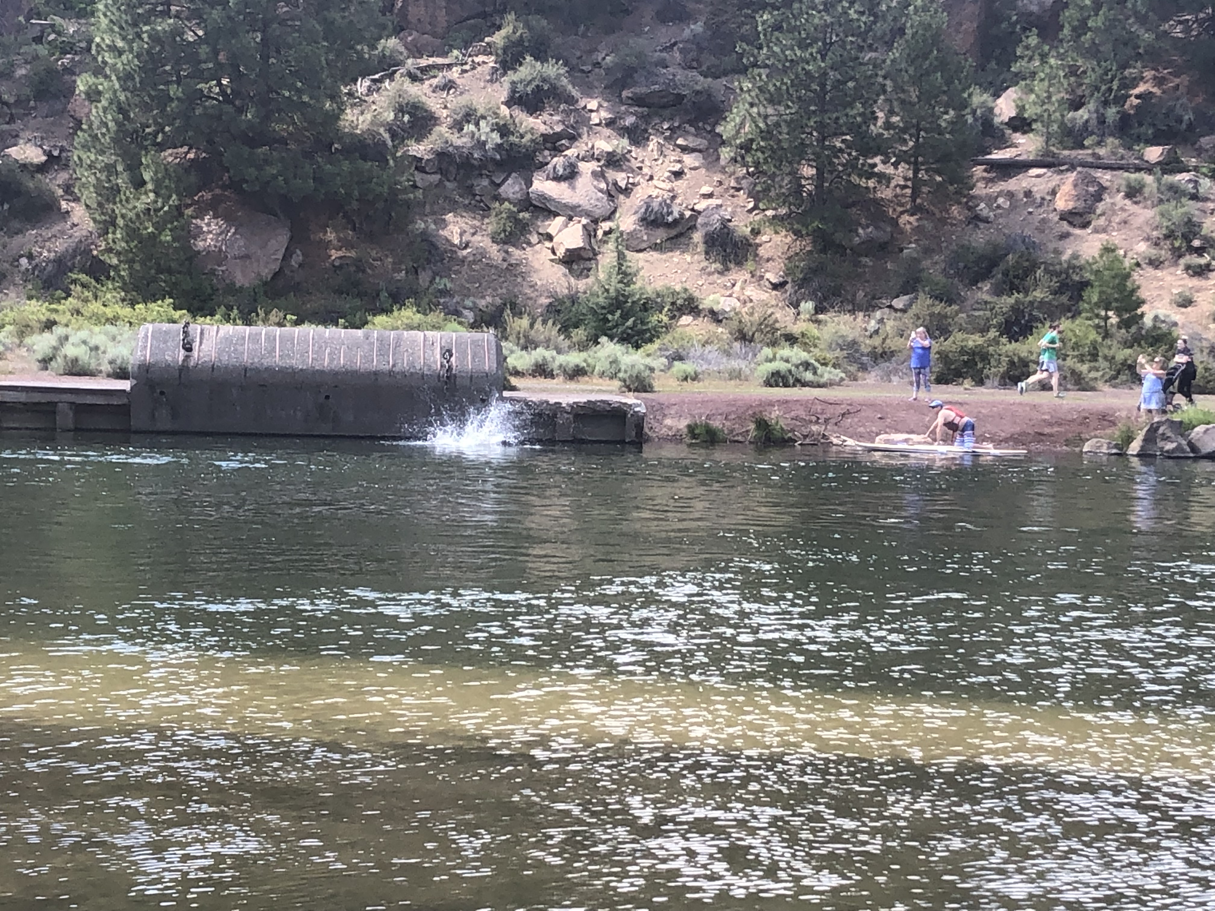 Image of the Deschutes River bank in Farewell Bend Park along the Deschutes River Trail.