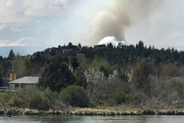 A wildfire smoke plume in Bend, Oregon.