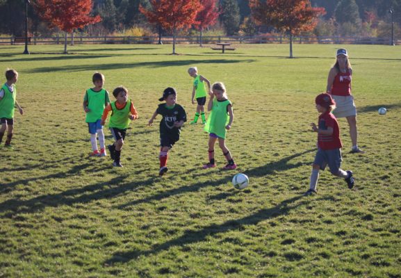 Youth soccer players at Bend Park and Recreation District.