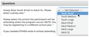 Image demonstrating how to answer registration questions.