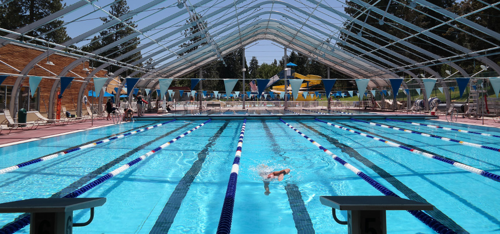 A lone lap swimmer at Juniper