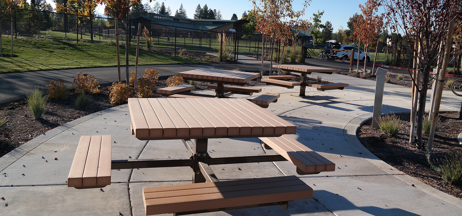 picnic tables near Pacific Crest Elementary School's athletic fields