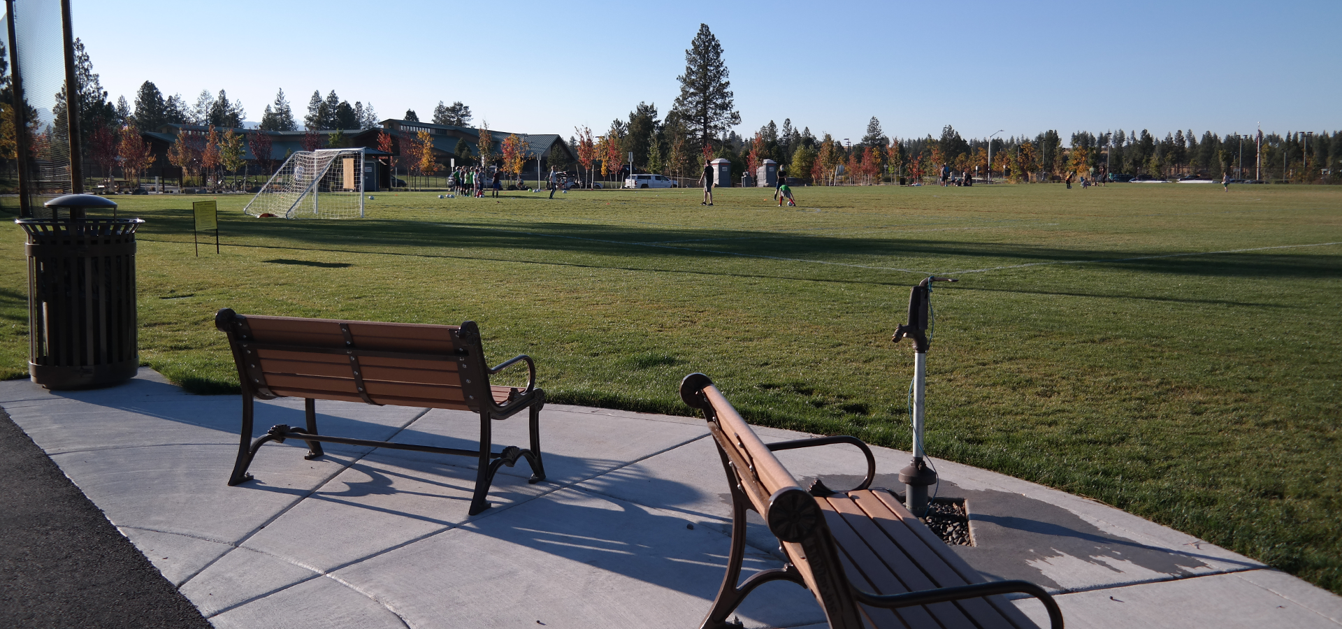 park benches at Pacific Crest's athletic fields