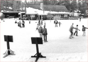 skating on pond at hatchery