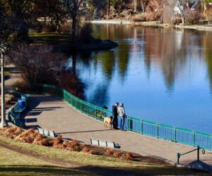 Plaza overlooking Mirror Pond in Drake Park