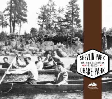 vintage image of people canoeing the deschutes river