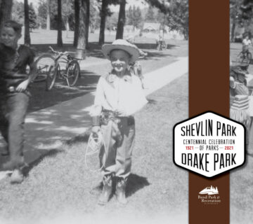 A vintage image of a young boy dressed as a cowboy in drake park.