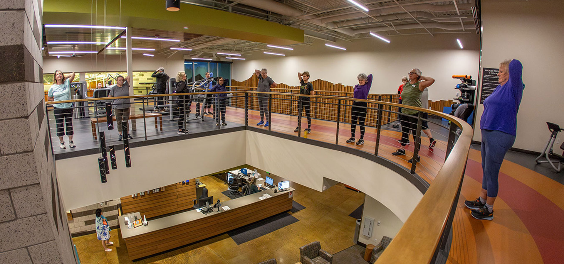 Group workout class using the Larkspur facility