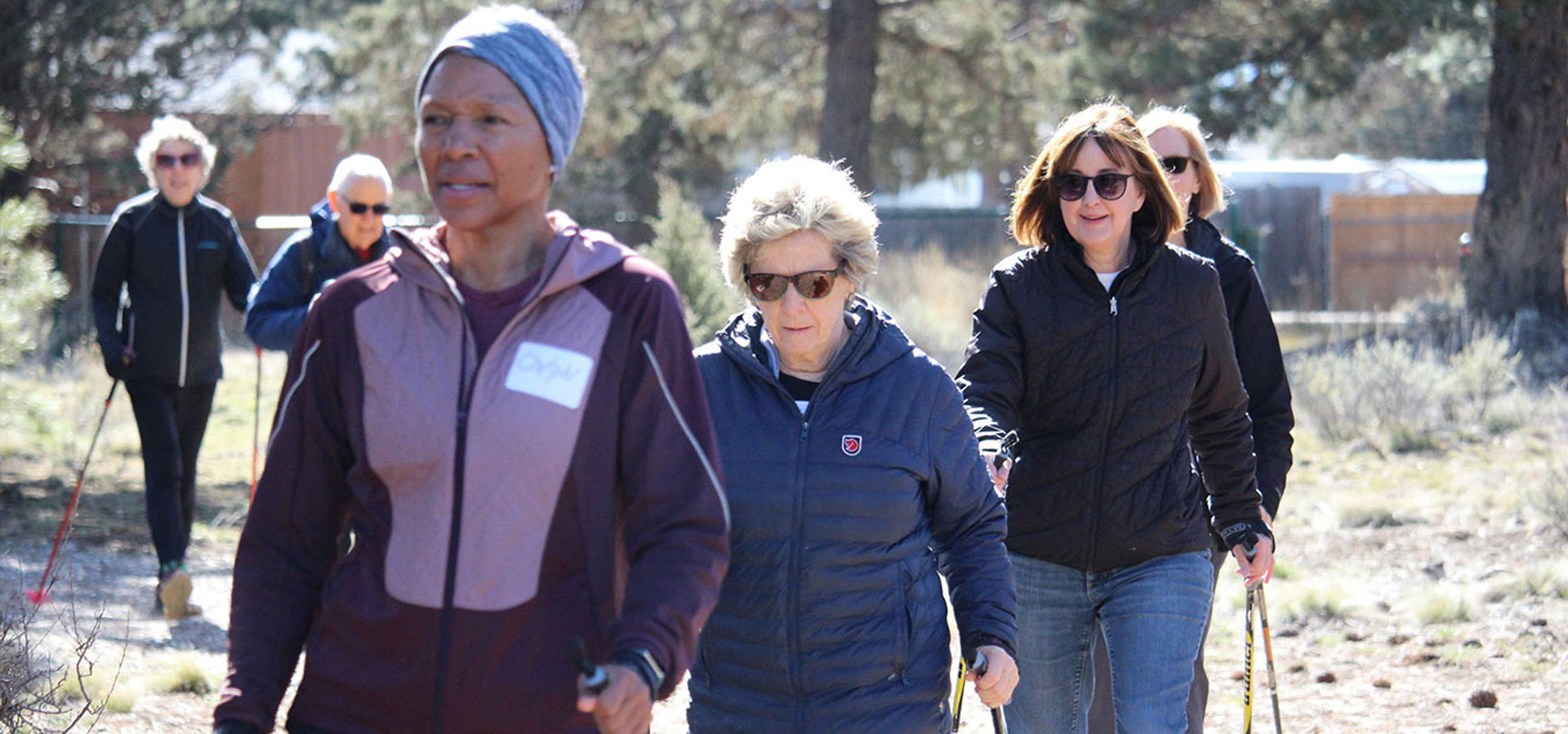 Group of patrons enjoying Nordic Walking