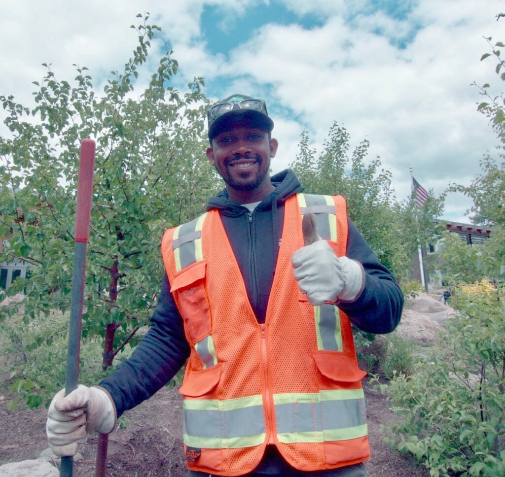 Landscaper worker giving thumbs up