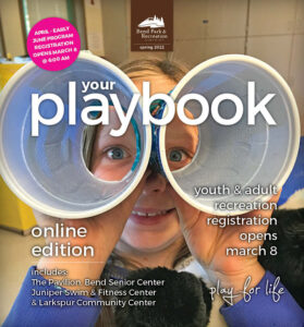 Spring 2022 Playbook Cover with girl making goggles with cups